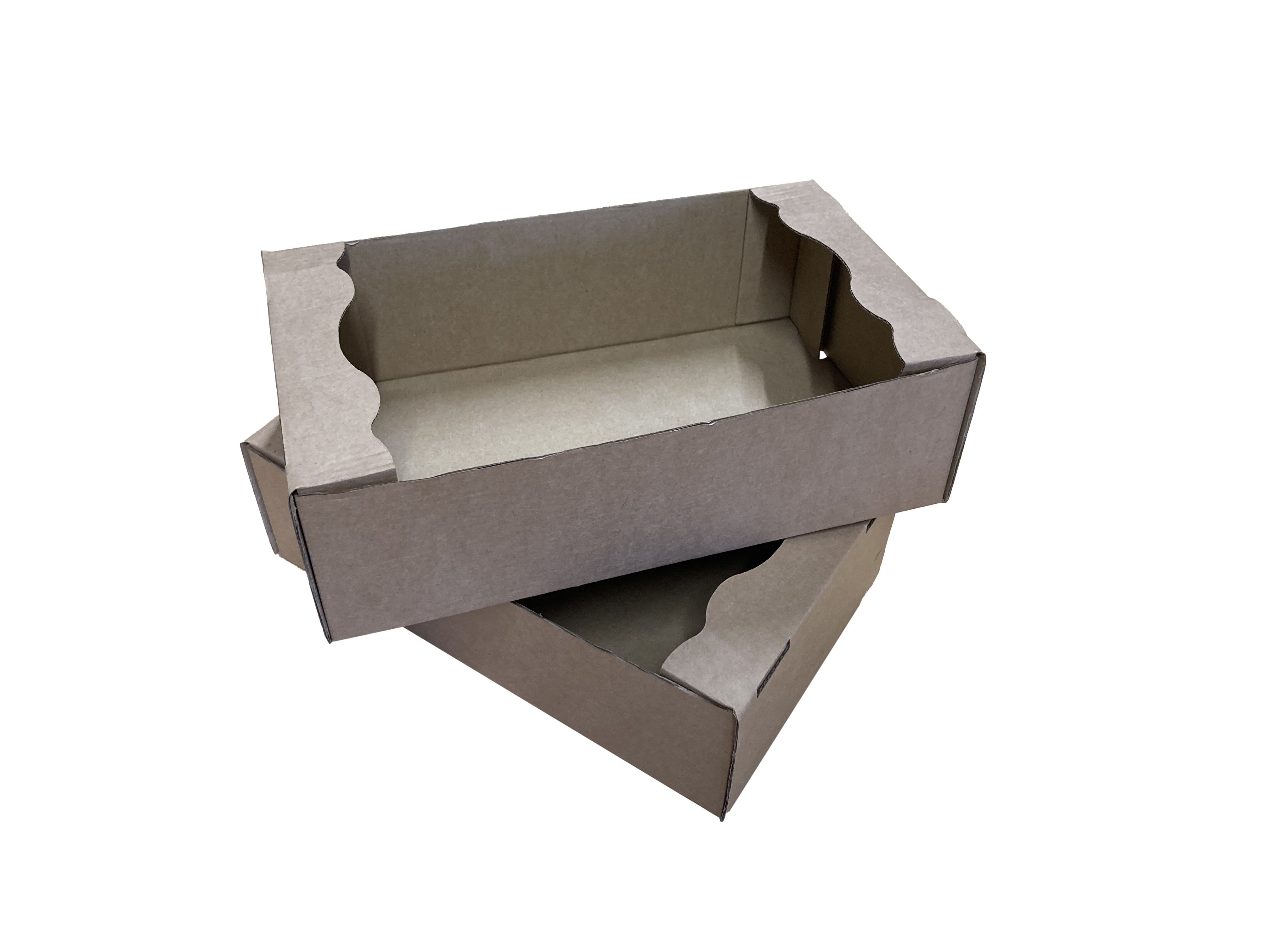 Dėžutė atviru viršumi su žemintu priekiniu kraštu